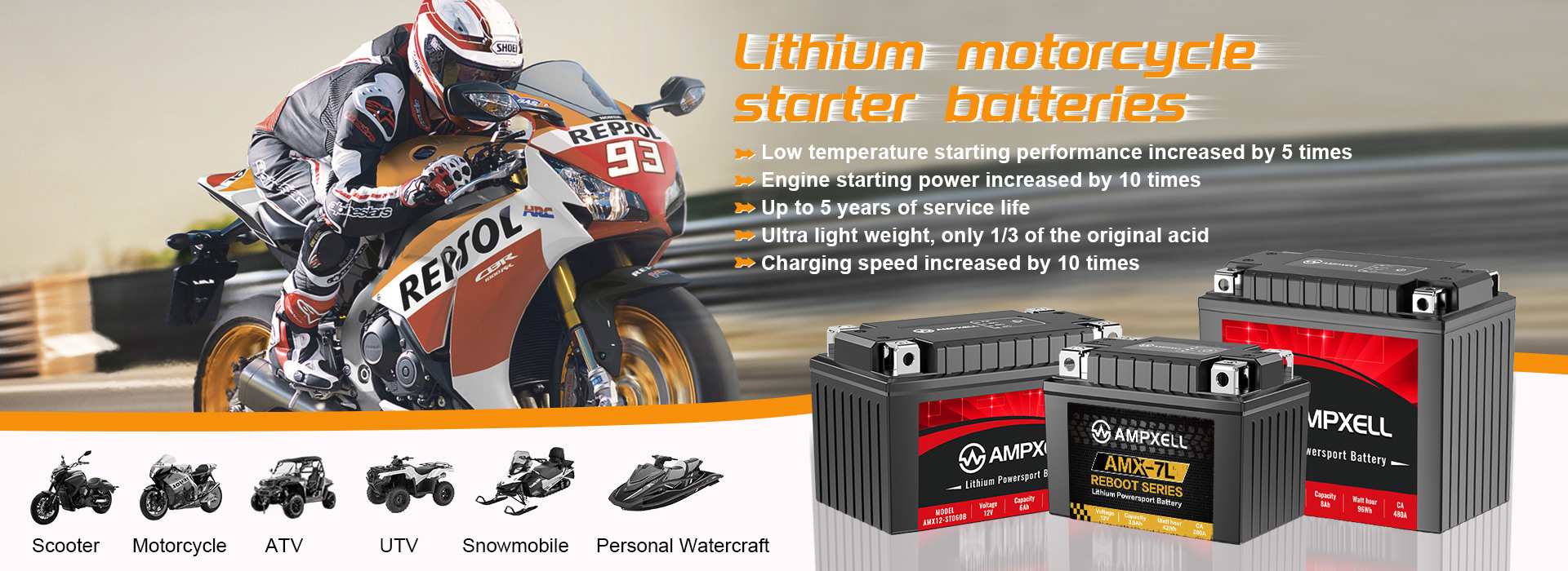 Motorcycle starting battery