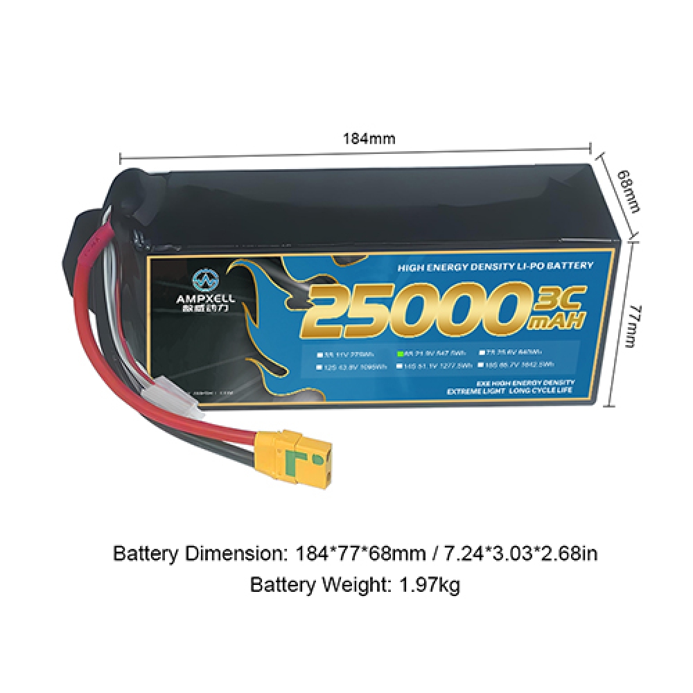 Agricultural drones battery 25Ah 21.9v 6s 3C