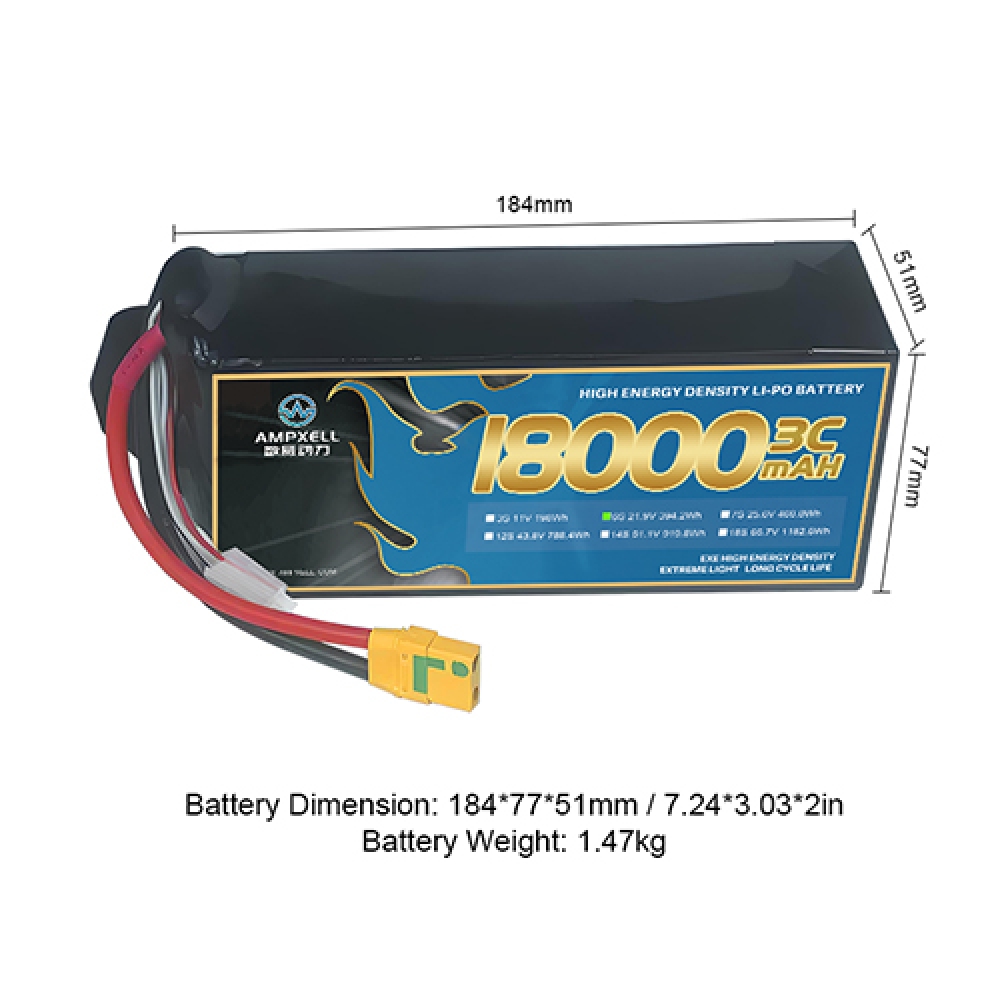 Agricultural drones battery 18Ah 21.9v 6s 3C