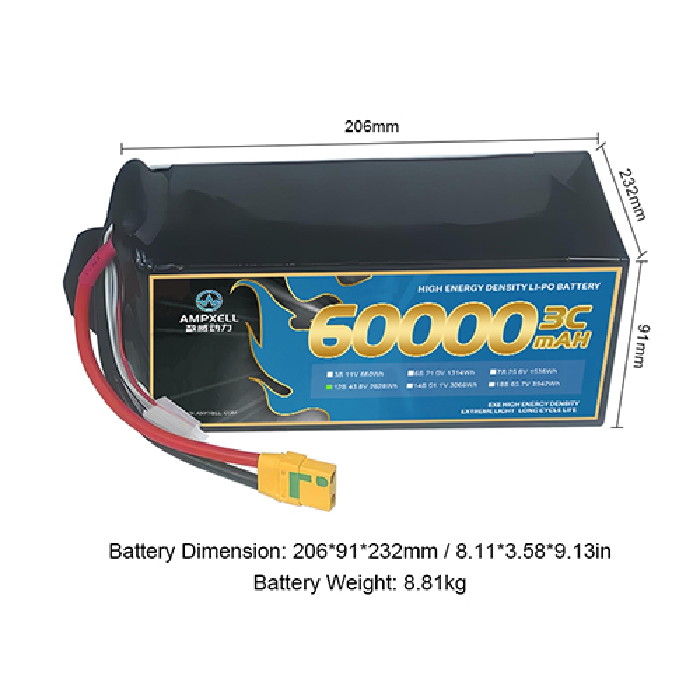 Agricultural drones battery 60Ah 43.8v 12s 3C