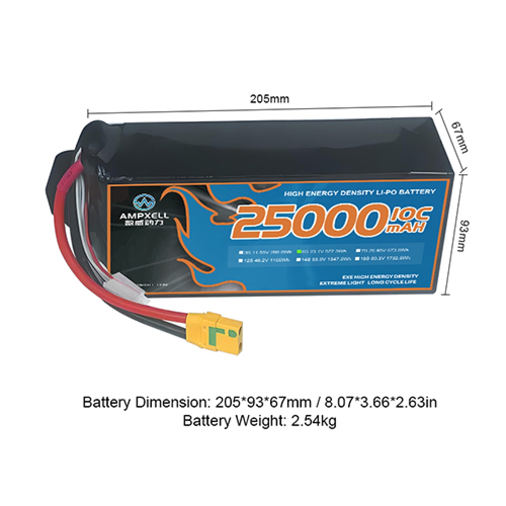 High voltage drone battery 25Ah 23.1v 6s 10C