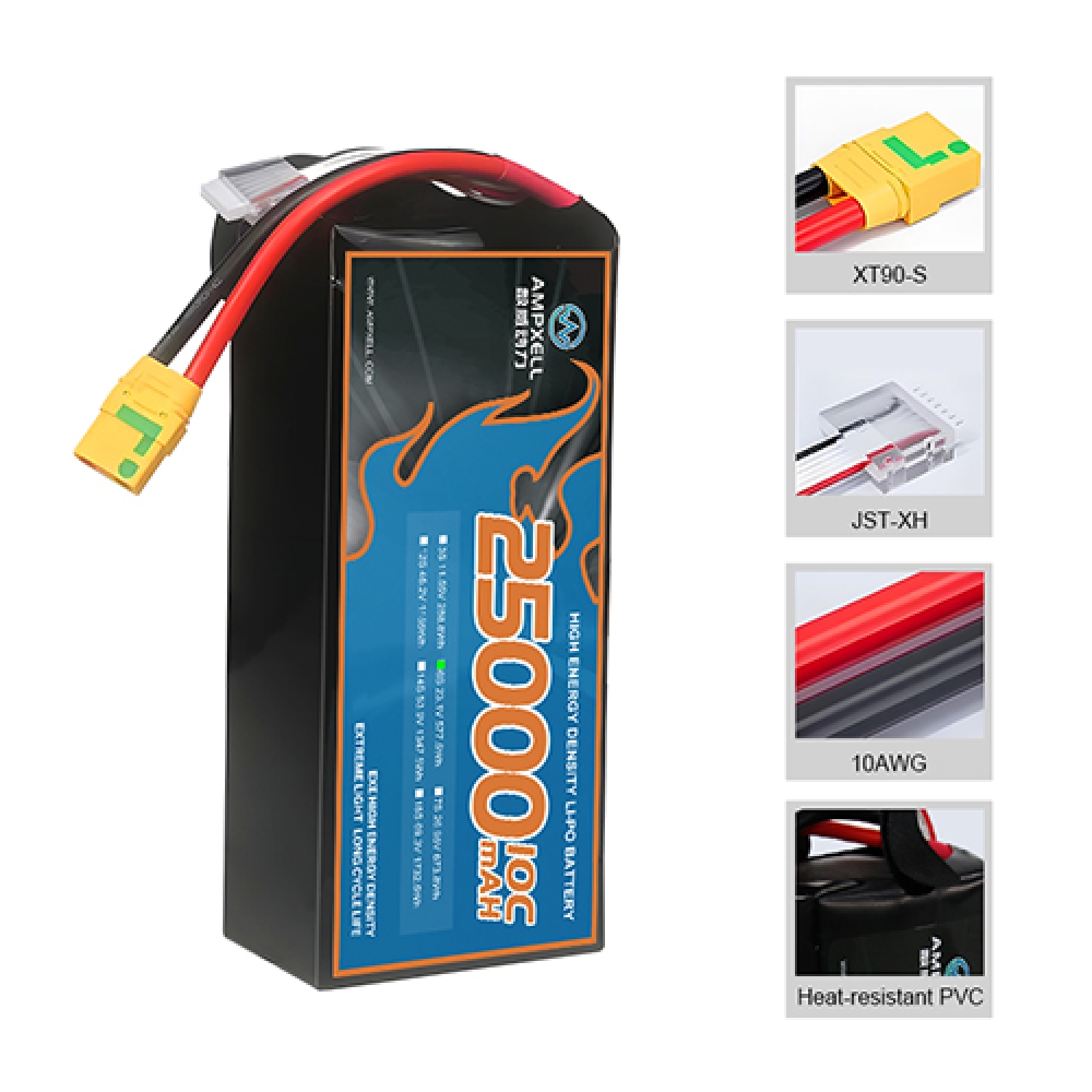 High voltage drone battery 25Ah 23.1v 6s 10C