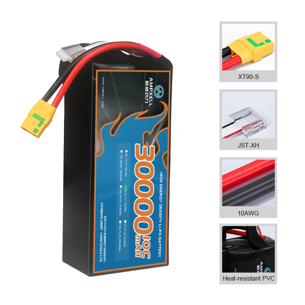 High voltage drone battery 30Ah 23.4v 6s 10C