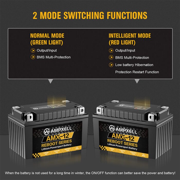 AMPXELL YTX12BS Lithium Powersports Battery Reboot Series 12V 6AH 480A motorcycle battery - Image 2